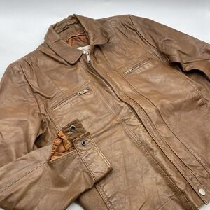Vintage Chess King Jacket Mens Sz 38‎ Brown Leather Bomber